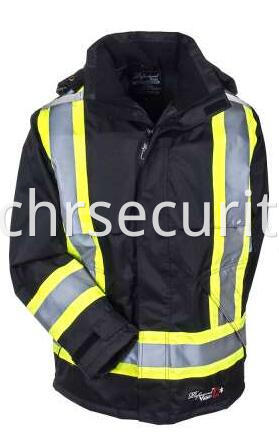 Men's High Visibility Hooded Black Safety Jacket